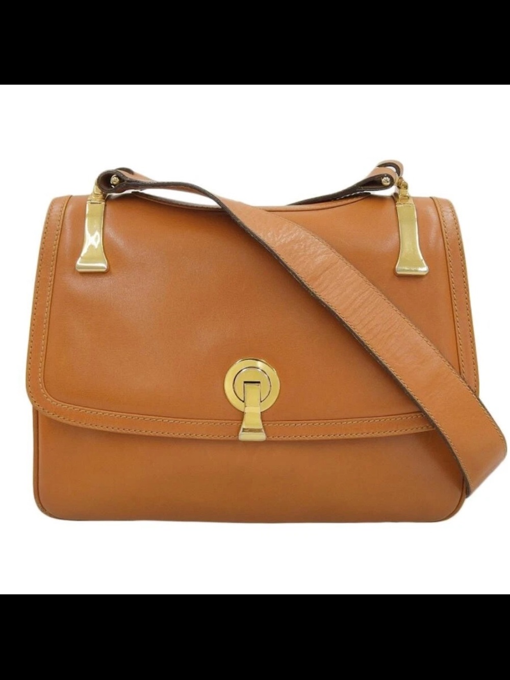 Gucci Cognac Leather Shoulder Bag with Gold Hardware
